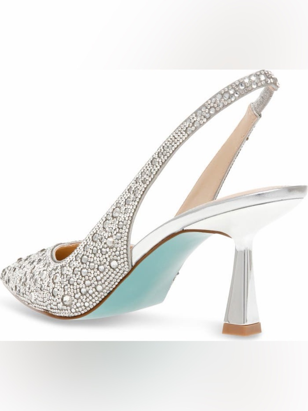 NEW Betsey Johnson Clark Slingback Silver Rhinestone Pointed Pump 9.5 PROM - Picture 3 of 13